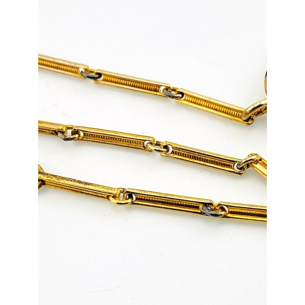 Art Deco Gold Plated Bar Link Watch Chain Large Spring Ring 7.5 In